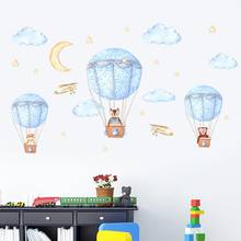 Hot air balloon background sticker for kids nursery rooms background decoration art mural decals cartoon stickers 2024 - buy cheap