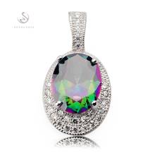 SHUNXUNZE jewellery christmas Wedding pendants for Noble Generous women dropshipping Rainbow Cubic Zirconia Rhodium Plated R3246 2024 - buy cheap