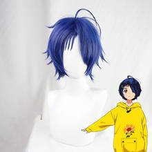 WONDER EGG-Peluca de Cosplay de Ohto Ai, pelo corto azul resistente al calor, ojos irregulares, juego de rol de Anime para chicas 2024 - compra barato