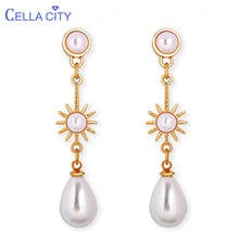 Cellacity Water Drop Shaped Pearl Earrings for Women Long Style Ear drops Korean Vintage Style Female Silver 925 Jewelry Party 2024 - buy cheap