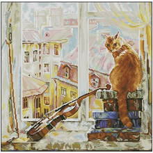 Cat by the morning window patterns counted 11CT 14CT 18CT Cross Stitch Set DIY Cross-stitch Kit Embroidery Needlework Home Decor 2024 - buy cheap