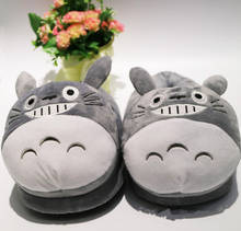 Cute Cartoon Totoro Keep Warm Gray Totoro Cat Kawaii Winter Cotton Home Room Shoes Couple Soft Stuffed Non-slip Women Slippers 2024 - buy cheap