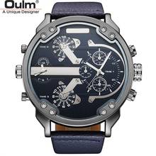 Oulm Top Luxury Brand Multiple Time Zone Men Watches Huge Big Size Male Sports Wrist Watch Analog Leather Fabric Quartz Watches 2024 - buy cheap