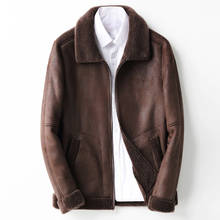 Abrigo de piel auténtica para hombre, chaqueta de lana 100% de oveja, de talla grande 5xl, KFS18M218 MY2038 2024 - compra barato