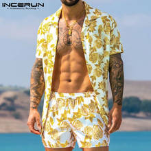 Men Hawaiian Sets Printing 2022 Summer Short Sleeve Button Shirt Beach Shorts Streetwear Casual Mens Suit 2 Pieces S-3XL INCERUN 2024 - buy cheap