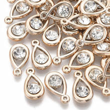 100pcs UV Plating Acrylic Pendants Charms with Acrylic Rhinestone Rhombus Teardrop Heart Light Gold Color for Jewelry Making 2024 - buy cheap