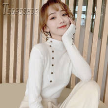 Suéter feminino estilo coreano, pulôveres de malha elástico para outono e inverno 2019 2024 - compre barato