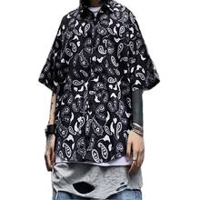 Camisa de bandana de verão masculina, hip hop, caxemira grande, harajuku, manga curta, moda de rua, camisas hiphop masculina 2024 - compre barato
