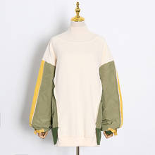DEAT Hit Color Patchwork Sweatshirt For Women Turtleneck Long Sleeve Casual Sweatshirts Female 2022 Fashion SJ860 2024 - buy cheap