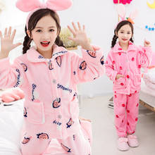 Children Pajamas for Girls Pajamas Print Thick Double sided Flannel Kids Pijama Set Sleepwear Winter 8 10 12 Year Girls Homewear 2024 - buy cheap