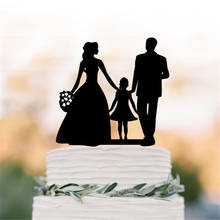 Family Wedding Cake topper with girl, bride and groom silhouette wedding cake toppers, funny wedding cake toppers with child 2024 - buy cheap