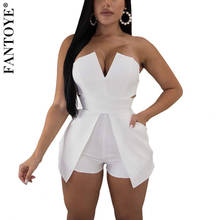 FANTOYE Women Strapless Sexy Playsuit Jumpsuits Patchwork Backless Bodycon Jumpsuit Skinny Rompers Casual V-Neck Outfits 2021 2024 - buy cheap