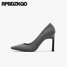 Stiletto White Pumps Suede Designer Size 4 34 Scarpin Luxury Women Shoes Thin Pointed Toe Slip On High Heels Gray Black 2021 2024 - buy cheap