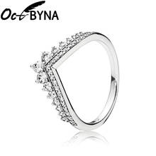 Octbyna clássico princesa desejando cristal marca anel para as mulheres de alta qualidade zircônia cúbica casamento noivado coroa anel jóias 2024 - compre barato