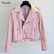 Fitaycores jaqueta feminina de couro sintético, casaco de motocicleta preto brilhante, jaqueta curta de couro pu, casaco macio de motociclista para mulheres 2024 - compre barato
