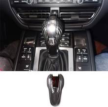 For Porsche Macan Panamera Cayman 718 911 Boxster, Carbon Fiber Car Interior Gear Shift Head Cover Trim 2024 - buy cheap