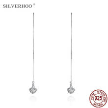 SILVERHOO 925 Sterling Silver Long Tassel Flower Shape Drop Earring Clear Round 5A Cubic Zirconia Earrings Women Fine Jewelry 2024 - buy cheap