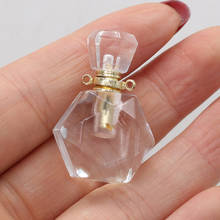 Natural Stone Perfume Bottle Connector Essential Oil Diffuser Charms Clear Quartzs Pendant Necklace Jewelry Gift Size 20x35mm 2024 - buy cheap