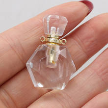 Conector de botella de Perfume de piedra Natural, difusor de aceites esenciales, colgante de cuarzo transparente, collar, joyería, regalo, tamaño 20x35mm 2024 - compra barato