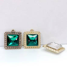 KC Gold Square Rhinestone Eardrop Crystal Pendant Charms Necklace Earring Accessories Jewelry Component Diy Material 6pcs 2024 - buy cheap