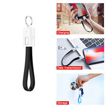 Кабель Micro USB Type-C с брелоком для ключей, кабель для быстрой зарядки для Samsung S10, A50, A70, Note10, зарядное устройство Usbc, Тип C, шнур для брелока, короткий кабель 2024 - купить недорого