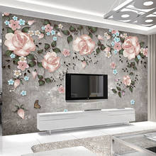 Custom Mural Retro Rose Flower Vine Hand Painted Wall Painting 3D Embossed Living Room TV Background Home Decor Wallpaper Floral 2024 - buy cheap