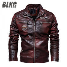 Blkg jaqueta de couro sintético masculina, moderna, de lã, para motocicleta, bicicleta, masculina, veste de couro, tamanhos grandes 2024 - compre barato