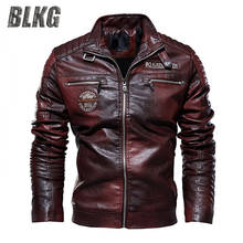 BLKG PU Leather Jacket Men Motorcycle Bike Leather Clothing Modern Fleece Faux Leather Jacket Men Veste Cuir Homme Size L-3XL 2024 - buy cheap