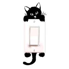 1 шт. наклейки на стену с изображением кота, Симпатичные черные наклейки для детской комнаты, гостиной из ПВХ, прочные съемные водонепроницаемые украшения 2024 - купить недорого