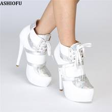 ASHIOFU Handmade New Women High Heel Pumps Sport-style Lace-up Party Prom Shoes Large Size Fashion Evening Office Court Shoes 2024 - buy cheap