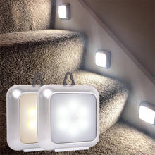 Luminária noturna com sensor de movimento, 6 lâmpadas led, alimentadas por pilha, inteligente, para armários, cozinha, quarto, escadas, banheiro 2024 - compre barato