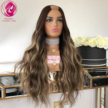 Human Hair Wig Caramel Honey Blonde Balayage 2x4 U Part Wigs Brazilian Water Wave Remy Hair Machine Made 150% 180% 30inchs Long 2024 - buy cheap