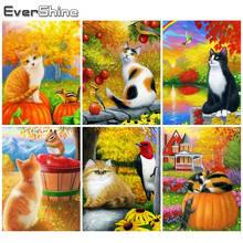 Evershine 5D DIY Diamond Painting Cat Cross Stitch Diamond Embroidery Autumn Animal Mosaic Art Wall Decorations 2024 - buy cheap