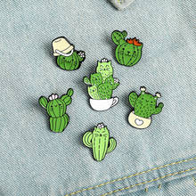 Cactus Cat Enamel Pin Custom Kitten Face Cactus Coffee Brooches Shirt Lapel Bag Funny Animal Plant Badge Jewelry Gift for Kids 2024 - buy cheap