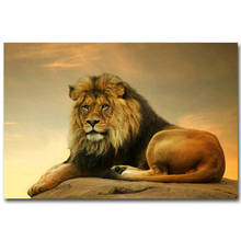 Póster de tela de seda para decoración del hogar, póster de arte de África, animales, leones, atardecer, naturaleza, pared, regalo, 033 2024 - compra barato