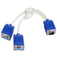 Распределитель кабелей Elistooop VGA, 1 компьютер, 2 монитора, 15 контактов, два порта, Переходник VGA папа-VGA мама для ПК, ТВ 2024 - купить недорого