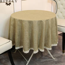 Mantel redondo de imitación de lino, cubierta de mesa de encaje, nórdico, para té, café, fiesta de boda, decoración del hogar y cocina 2024 - compra barato