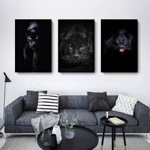 Pintura en lienzo de animales para decoración del hogar, carteles artísticos de animales, Pantera, leopardo negro, para sala de estar 2024 - compra barato