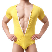 Comfortale Slim Gay Clothing Soft Men Undershirt Underwear Zipper Jumpsuits Sexy Wrestling Singlet Men Bodysuits Leotard Pajamas 2024 - buy cheap