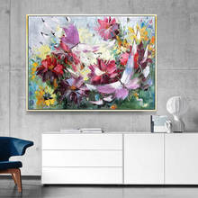 Modern Abstract Hand-Painted Oil Painting On Canvas Butterfly Flowers Large Salon Interior Decoration Painting Living Room Mural 2024 - buy cheap