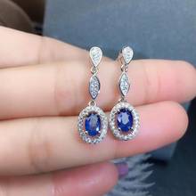 gorgeous women silver earrings blue sapphire stud earrings 925 sterling silver jewelry real natural gem birthday New year gift 2024 - buy cheap