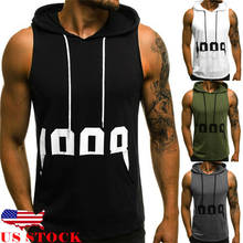 Hooded Summer Tank Top Men Muscle Gym Clothing Tanktop With Packet Bodybuilding Loose Shirt Sport Workout Sleeveless Vest Mens 2024 - buy cheap
