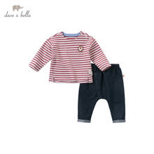 DB14882 dave bella autumn baby boys fashion cartoon striped pockets clothing sets kids handsome sets children 2 pcs suit 2024 - buy cheap