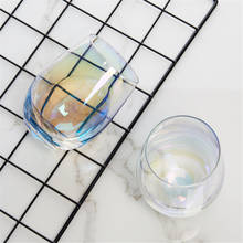 Copo de vidro em arco-íris, copo transparente de vidro transparente sem chumbo para café, chá, suco, café da manhã casa ou escritório 2024 - compre barato