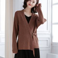 Women Cardigan Sweaters Spring Autumn Knitted Coat V-collar Long Sleeve 5 Colors Female Clothes Korean Casual With Belt Knitwear 2024 - buy cheap