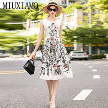 MIUXIMAO 2020 Summer Dress Newest Cute colourful Print  Flower Elegant Slim Casual Dress Women Vestidos 2024 - buy cheap