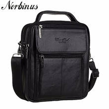 Norbinus-Bolso de hombro de cuero genuino para hombre, bolsa de negocios de cuero de vaca, bandolera informal, de viaje, 100% 2024 - compra barato