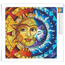 Kit de pintura con diamantes de sol y luna para decoración del hogar, Kit de punto de cruz, mosaico bordado con diamantes de imitación cuadrados, 5D, bricolaje 2024 - compra barato