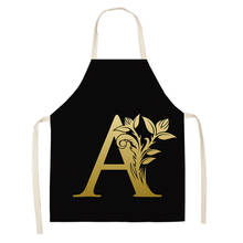 Letter Apron for Women Cotton Linen Bibs Household Cleaning Pinafore Black Golden Flower Kitchen Aprons Home Cooking Kid Aprons 2024 - buy cheap