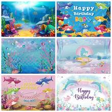 Laeacco Birthday Party Photo Backgrounds Sea Mermaid Princess Coral Fishes Pearl Baby Shower Photography Backdrops Photo Studio 2024 - buy cheap